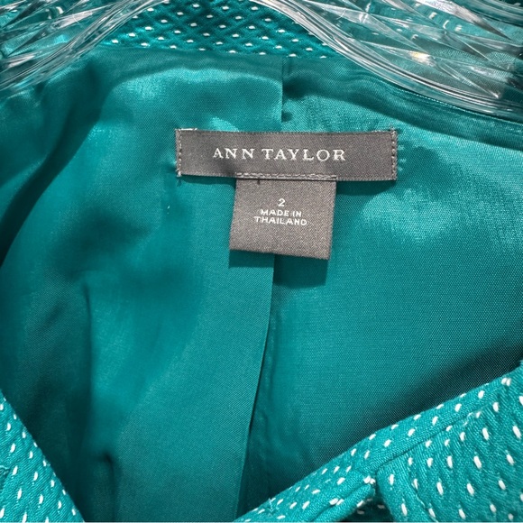 Ann Taylor Teal Women's Cropped Jacket With White Dots - Picture 6 of 6
